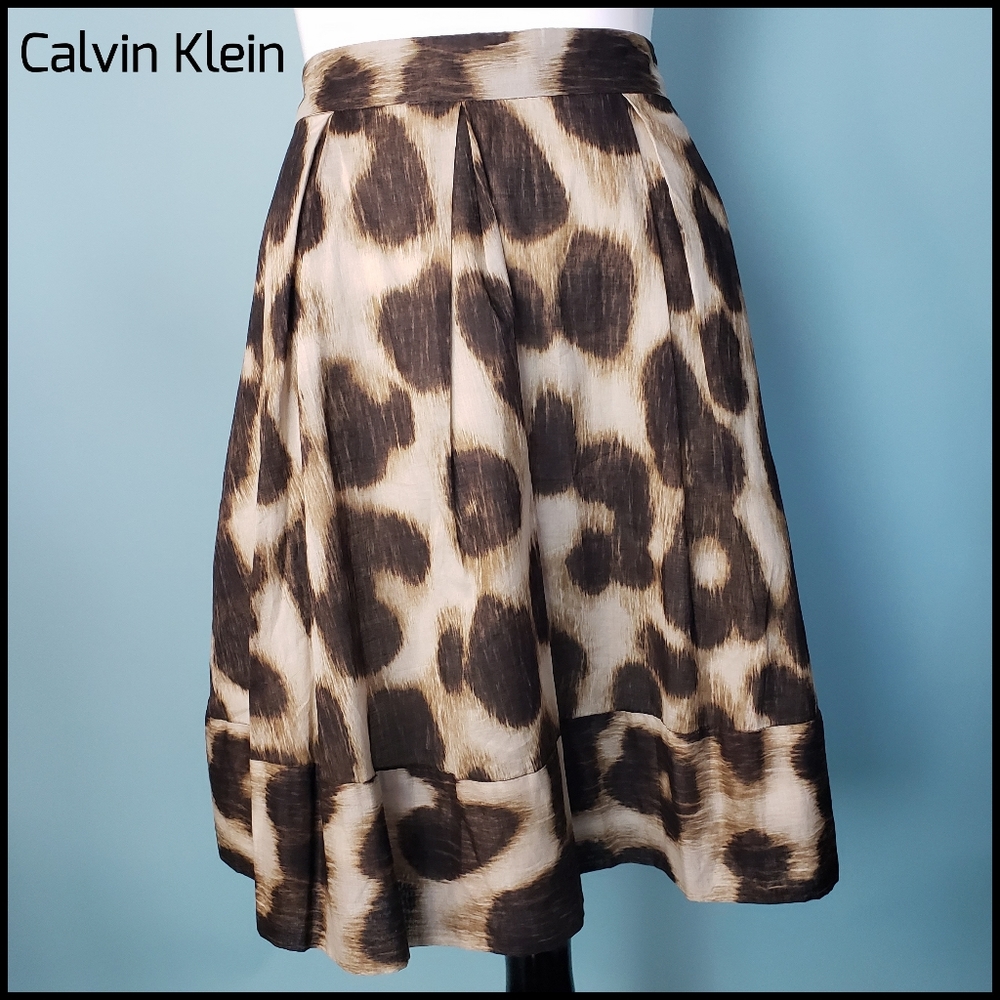 Calvin Klein Leopard Print Skirt, Size 12, NWT